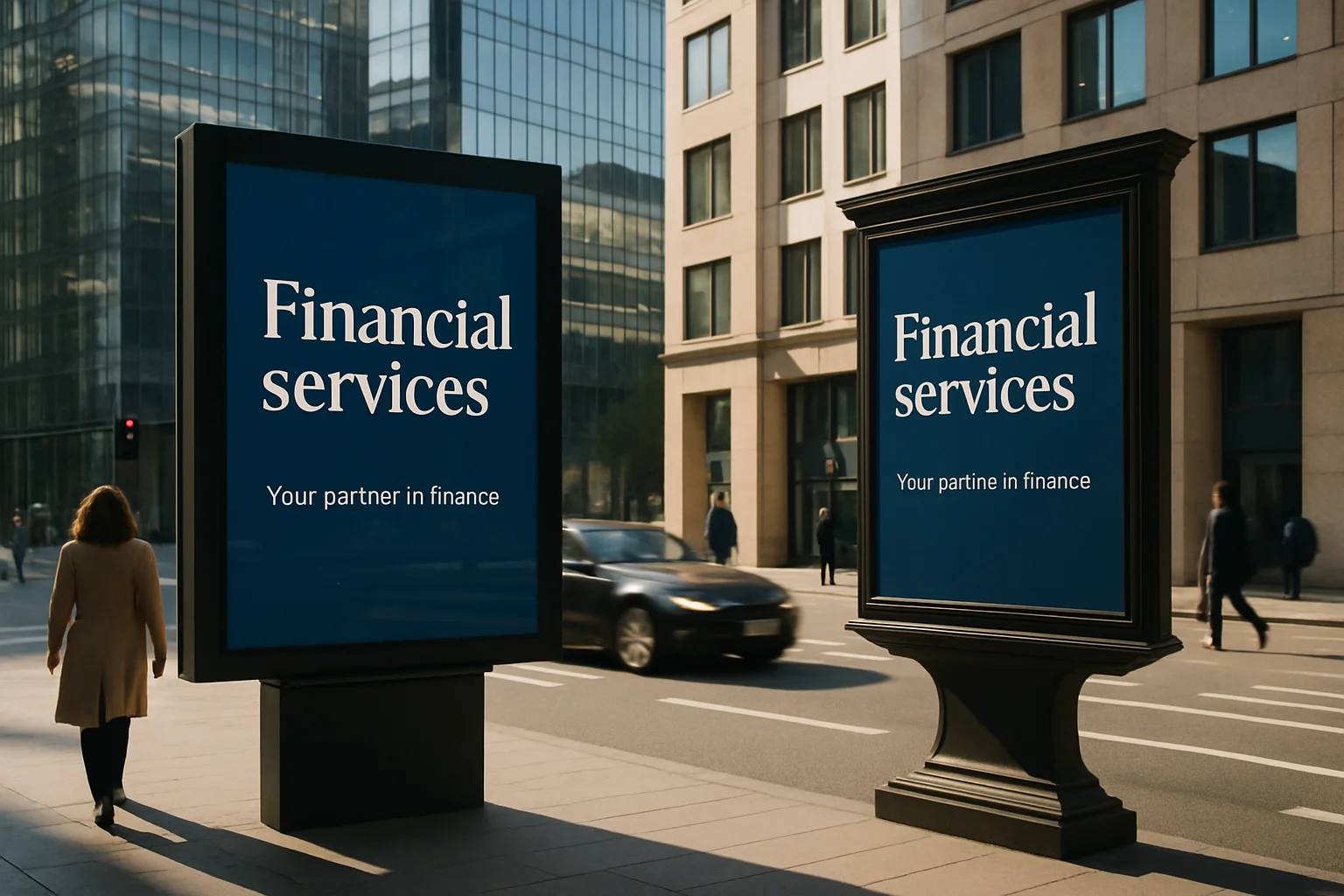 Financial services advertising campaign in a premium business district