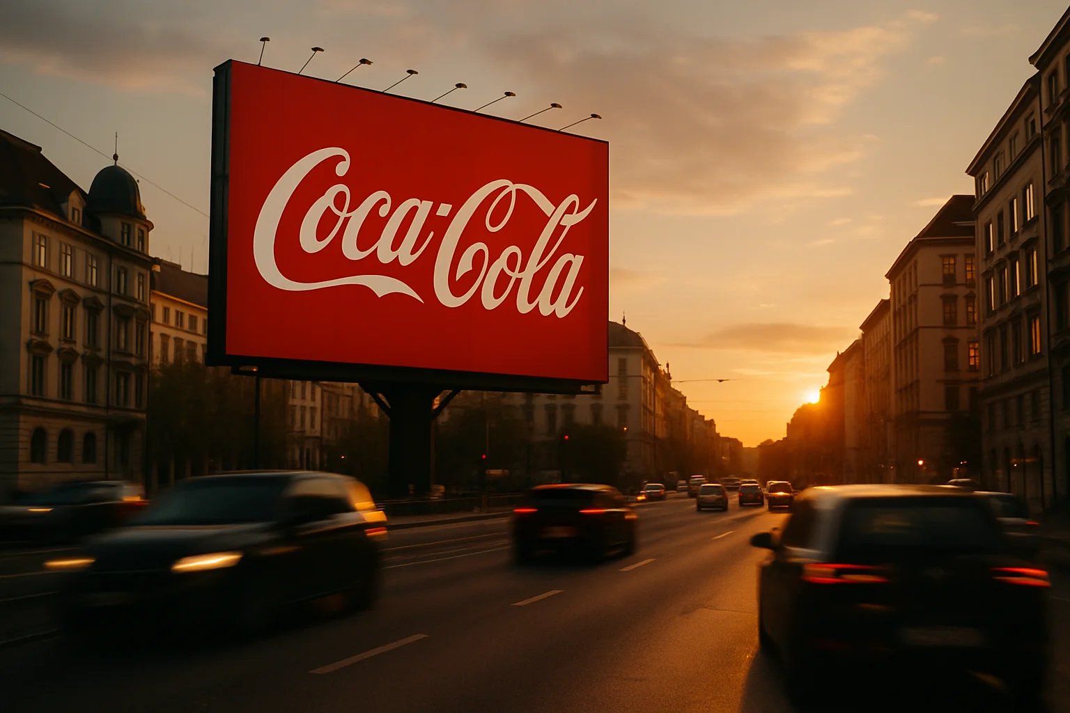 Large outdoor billboard advertising in city centre