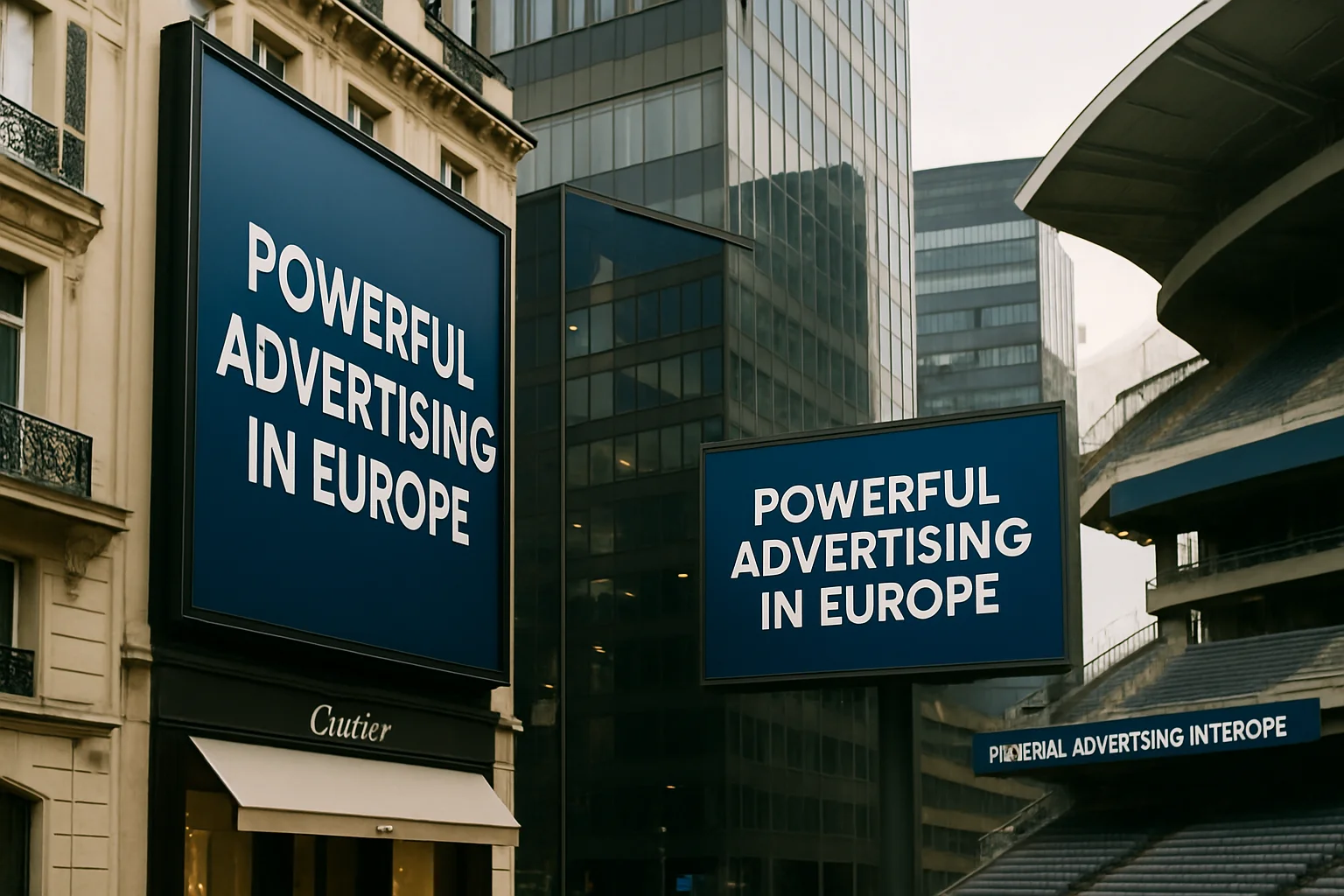 Premium cross-industry advertising placements in retail, business and sports environments